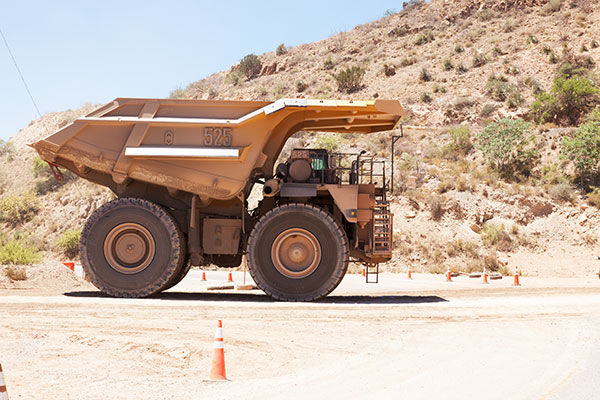 Caterpillar 793B Trucks crossing US 191, Freeport-McMoran Copper & Gold, Morenci, Arizona