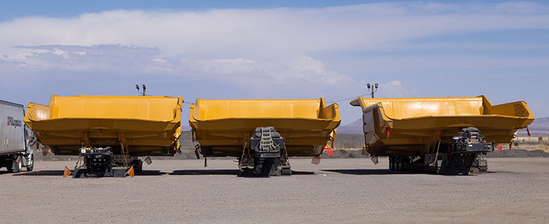 Haul Truck Beds on Lowboy Trailers