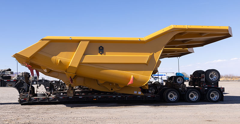 Haul Truck Beds on Lowboy Trailers