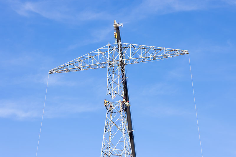 Crew Building Tower on SunZia Transmission Line, Arizona
