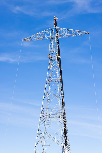 Crew Building Tower on SunZia Transmission Line, Arizona