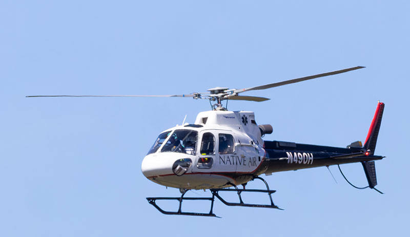 Helicopter in flight Luna Lake, Arizona