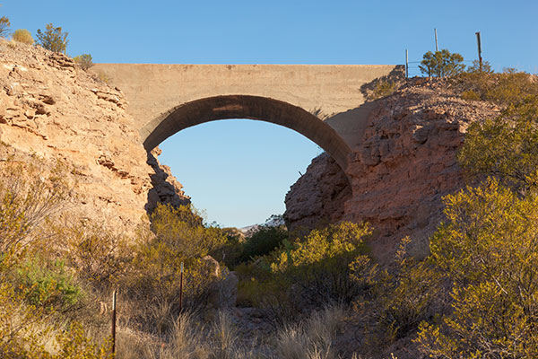  Black Hills Back Country Byway bridge crossing Morenci Southern Railway cut in Greenlee County,  Arizona 