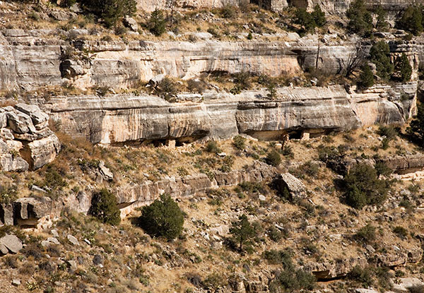 Cliff Dwelling Ruins under Rim, Walnut Canyon National Monument, Arizona