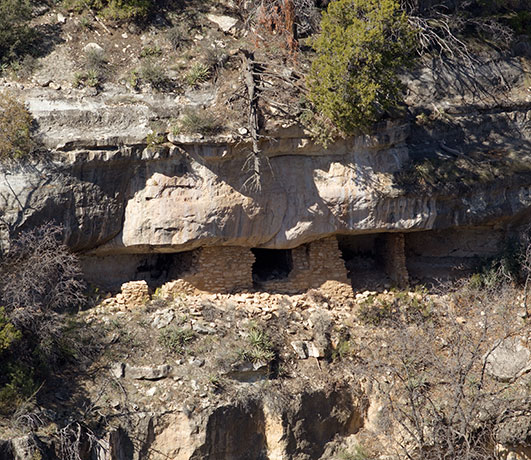 Cliff Dwelling Ruins northwest of Island, Walnut Canyon National Monument, Arizona