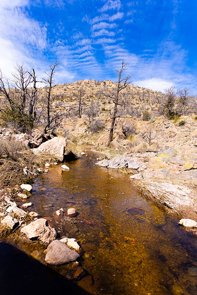 Water flowing over Dam in Clanton Draw, Hidalgo County, New Mexico